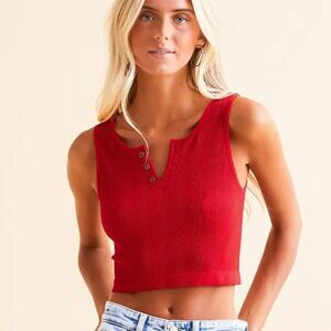 NWOT FRESHWEAR Red Cropped Shirt Size Medium / Large